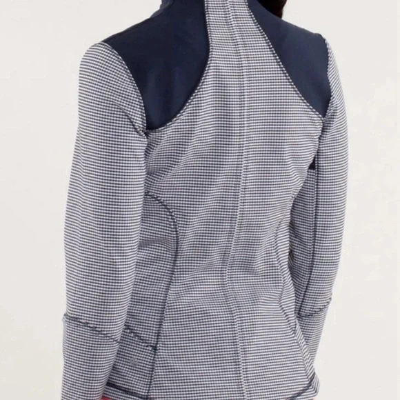 Lululemon Forme Jacket Gingham Blue Check Zip Front Size 2 - Picture 3 of 16